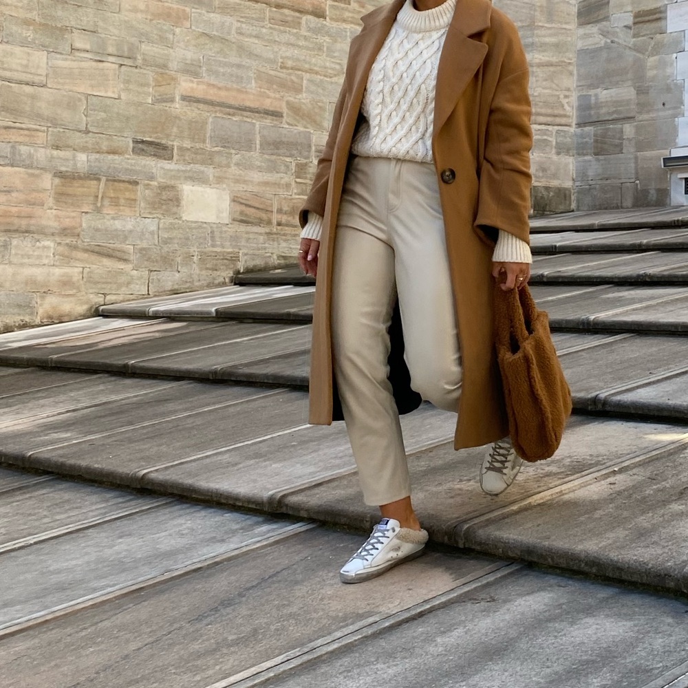 Zara Ivory Vegan Leather Pants